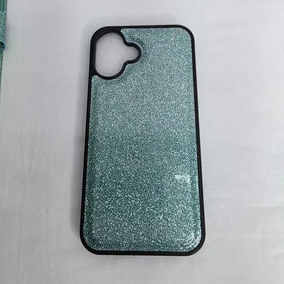 iPhone 16 Plus Turquoise Glitter Phone Case With Detachable Wallet Card Holder - Picture 2 of 16